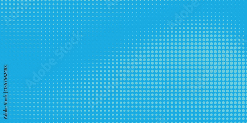 Halftone dots on blue background. Comic pop art style blank layout. Template design for comic book, presentation, sale or web banner.