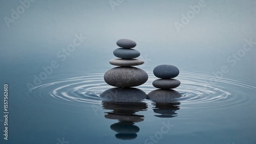 Zen Stones on Calm Water
