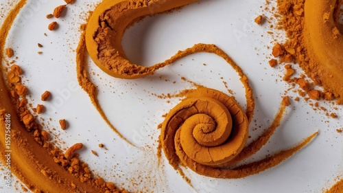 Abstract Turmeric Swirl on White Background