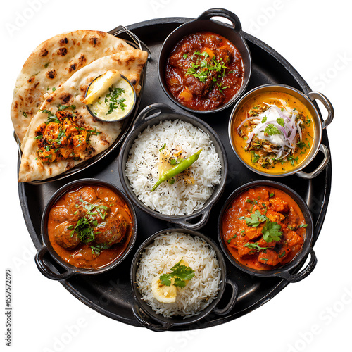 Wallpaper Mural  Delicious Indian Cuisine Platter with Curries, Rice, and Naan Torontodigital.ca