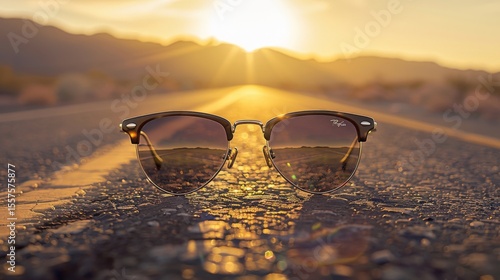 Wallpaper Mural Sunglasses on road at sunset reflecting nature. Torontodigital.ca