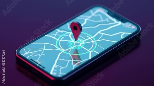 Wallpaper Mural Smartphone screen showing map with navigation pins. App concept, gps tracker, real time positioning, location finder technology for travel, transportation. 4k video Torontodigital.ca