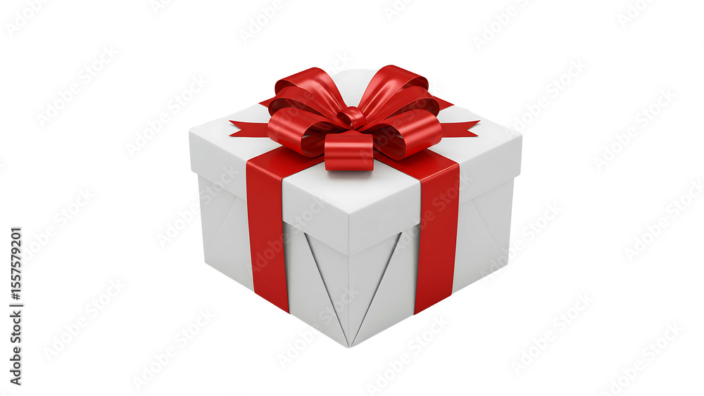 White gift box with red bow White gift box with red bow