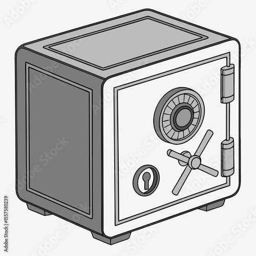 Safe box for securing valuables with dial lock and keyhole  