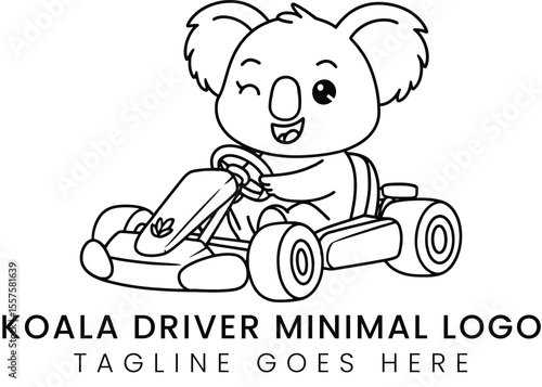 Adorable koala character driving racecar for fun children themes