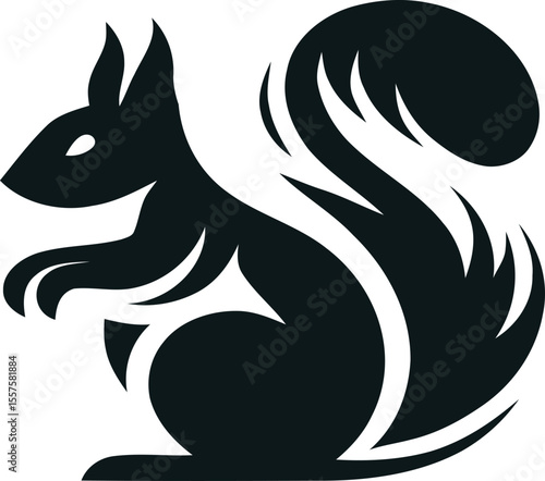 Squirrel Silhouette: A sleek, minimalist silhouette of a squirrel, showcasing its characteristic bushy tail and poised posture, ready to leap into action.