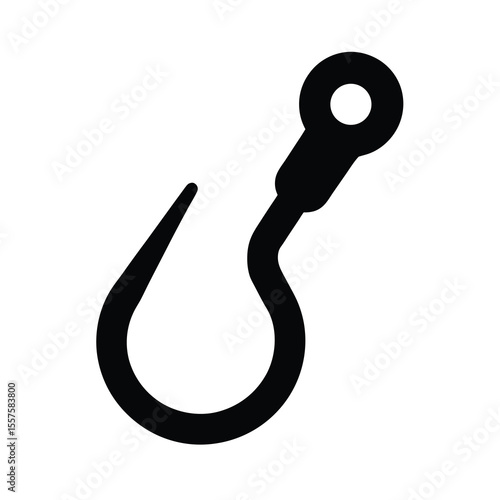 Fishing Hook Simple Black Silhouette