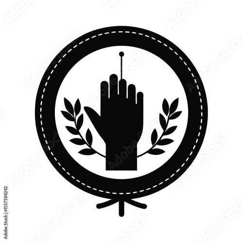 Hand with Laurel Wreath Emblem Silhouette