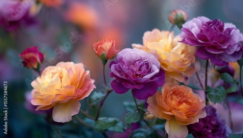 Wallpaper Mural Close Up of Multicolored Roses in a Garden Torontodigital.ca