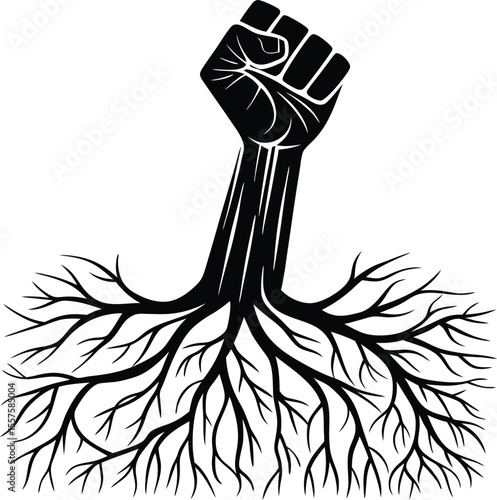 Raised Fist With Roots Set Of Silhouette Vector ,hand drawn vector illustration of a pen, inspiration, expression, hope, future, solidarity