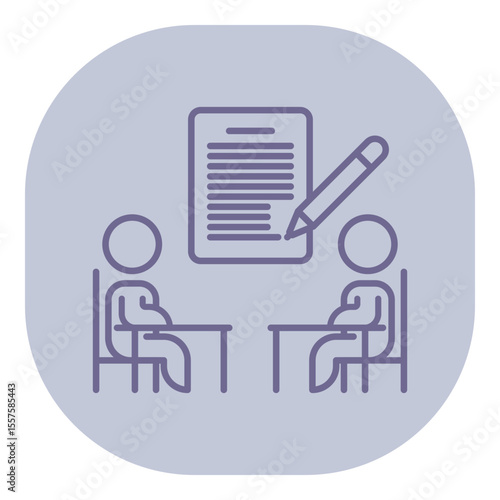 Two individuals seated at table, reviewing and discussing contract. Document is placed before them