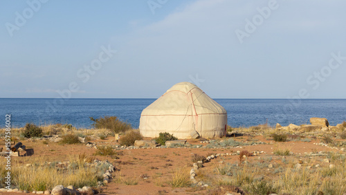 the yurt camp near Issyk kul lake in Kyrgyzstan, the nomadic style in Central Asia