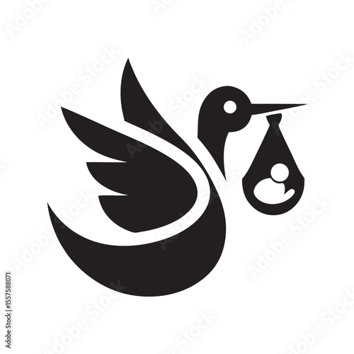 Stork Logo With Baby Bundle Design