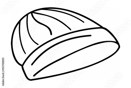 Simple black outline of a knit beanie winter headwear