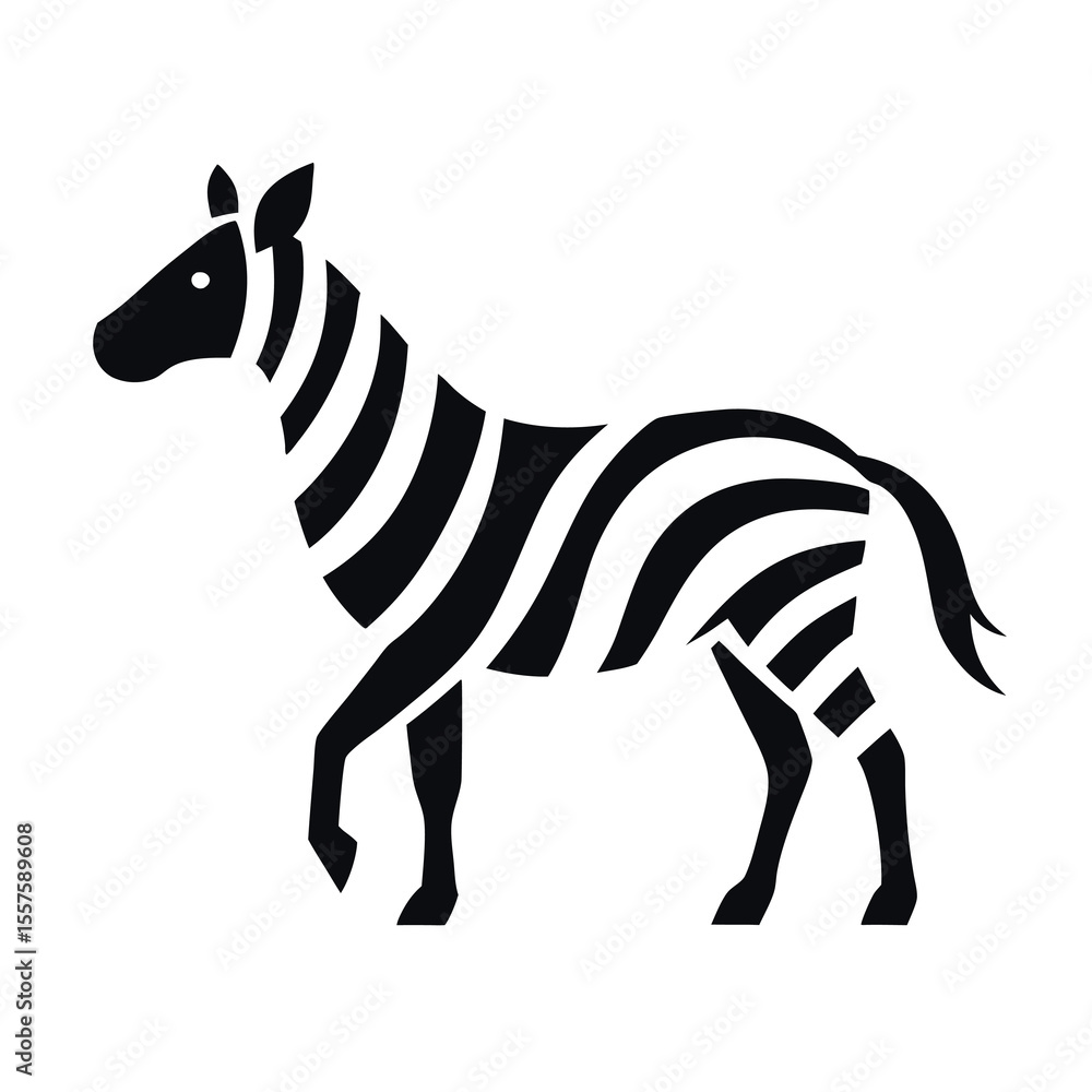 Fototapeta premium Minimalist zebra logo design with bold geometric stripes