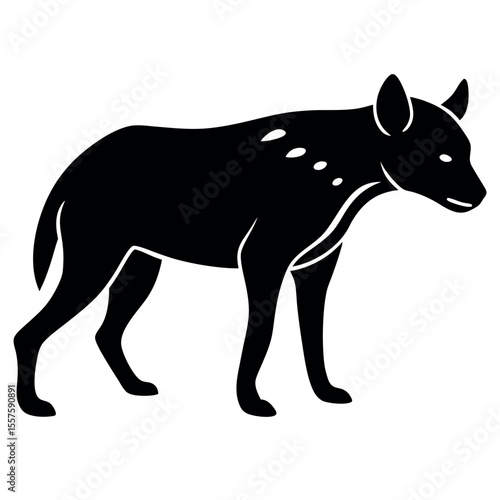 African hyena stalking prey silhouette vector graphic