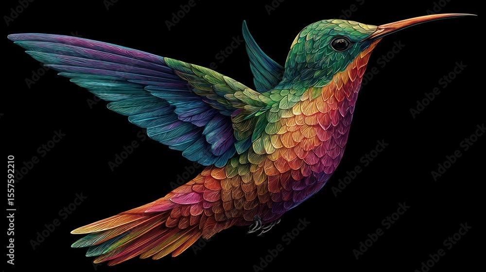 Obraz premium Vibrant hummingbird in flight