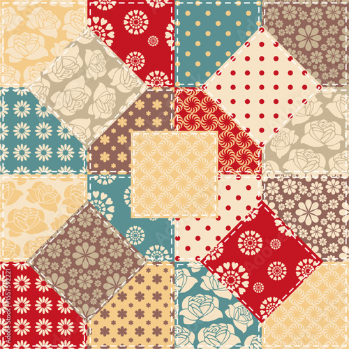 patchwork background with different patterns	
