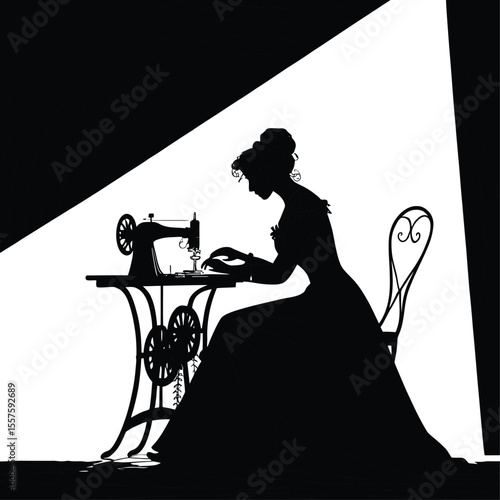 A captivating vector illustration features the silhouette of a couple in wedding attire and a woman enjoying coffee, embodying love, romance, and modern fashion