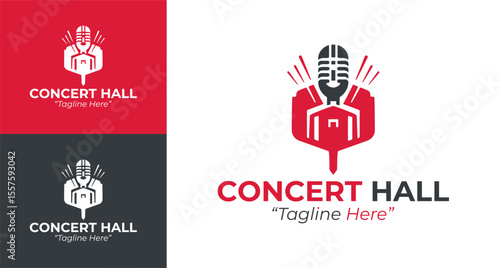 Stylish Concert Hall Logo Featuring Microphone for Live Shows