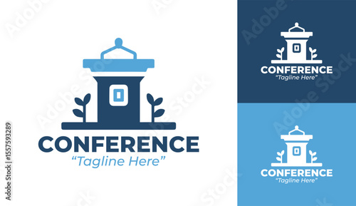 Elegant Conference Logo in Blue for Event Planning and Corporate Gatherings
