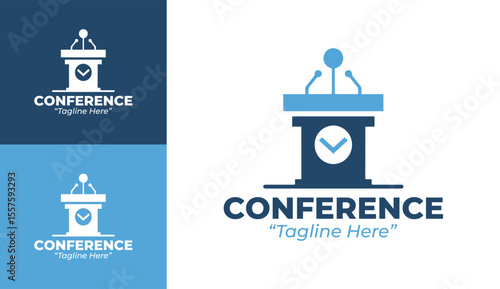Professional Conference Logo Designs in Blue for Event Branding and Corporate Identity