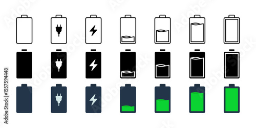 Battery icon set. for mobile concept and web design on white background. vector illustration