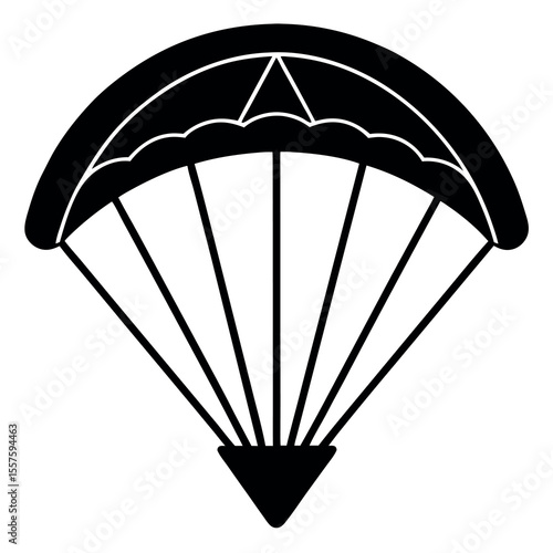 Modern paragliding icon outline glyph style for aviation sports