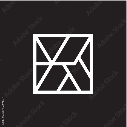 Modern Abstract Black and White Geometric Design With Triangles and Rectangles

