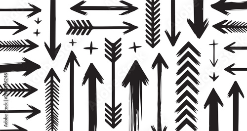 Black brush stroke arrows pointing directions white