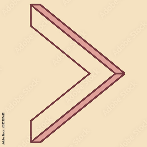 Simple solid color greater than symbol graphic for digital and print use