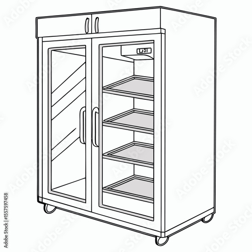 A commercial holding cabinet, keeping food warm and ready for service, isolated on a clean white background with space.
