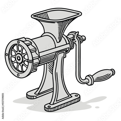 A heavy-duty meat grinder, perfect for homemade sausages and ground meat, isolated on a clean white background.