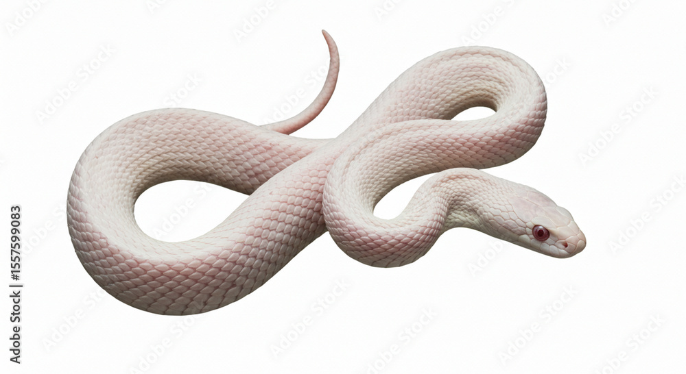 Fototapeta premium Translucent snake against white creates a minimalist composition with detailed scales and elegant
