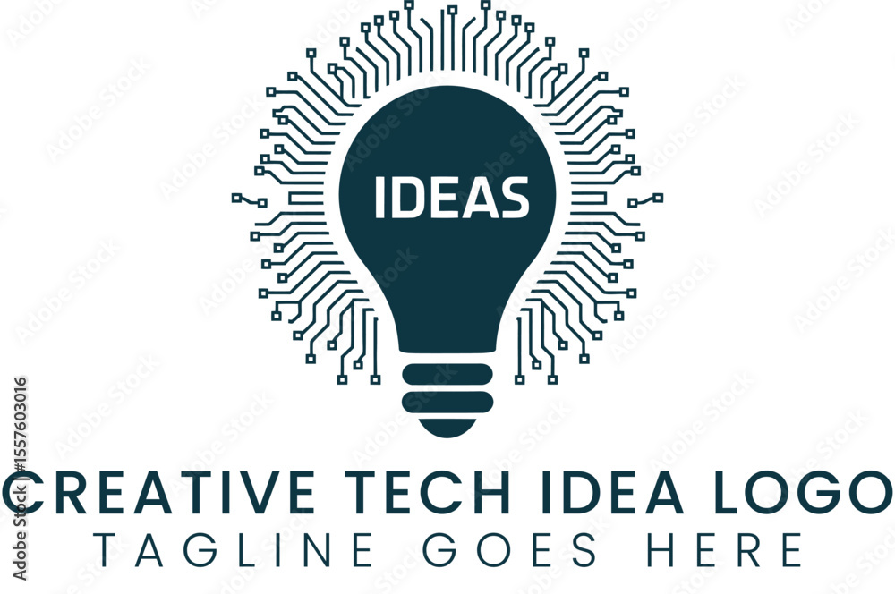 Bright idea technology logo with circuit board elements for innovation Bright idea technology logo with circuit board elements for innovation