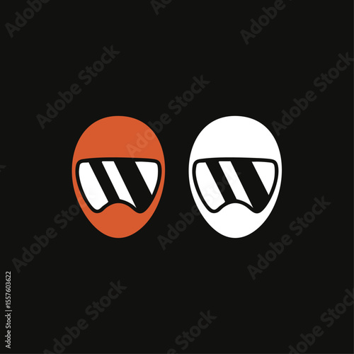 Helmet icon logo flat vector design
