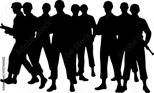 Soldier Silhouettes with Weapons and Gear vector
