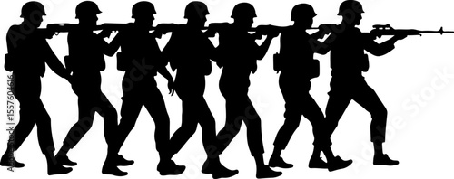 Soldier Silhouettes with Weapons and Gear vector