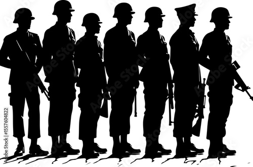 Soldier Silhouettes with Weapons and Gear vector