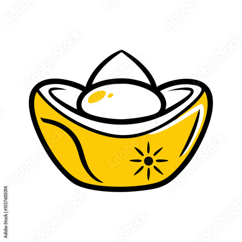 Gold ingot symbolizing wealth and prosperity in yellow color  
