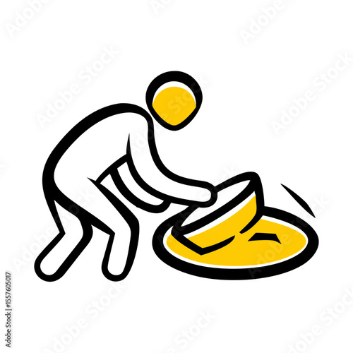 Person panning for gold and collecting nuggets in a pan  