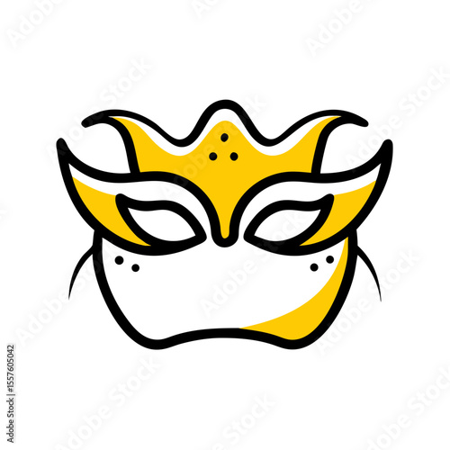 Yellow decorative mask with intricate design for festive occasions  
