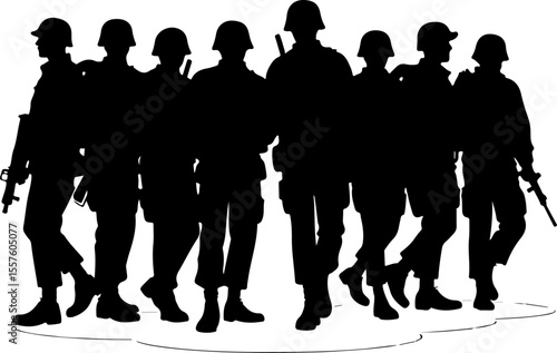 Soldier Silhouettes with Weapons and Gear vector