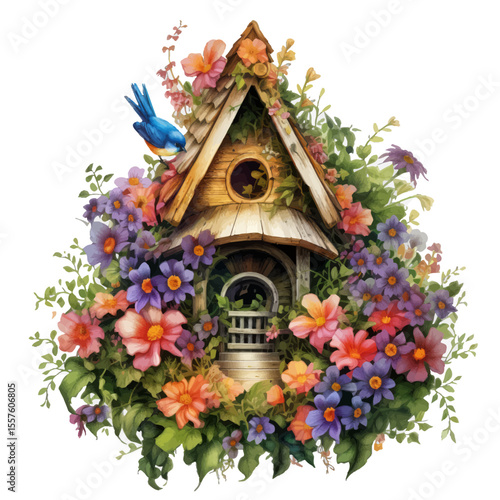 birdhouse and birds