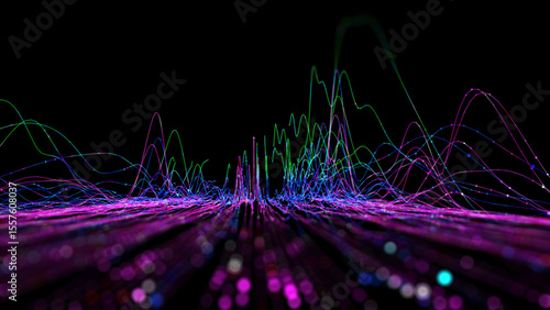 Abstract analytical background with analyze data chart on dark defocus. Analytics algorithms. Big data. Quantum cryptography concept.  Banner for business, science and technology.