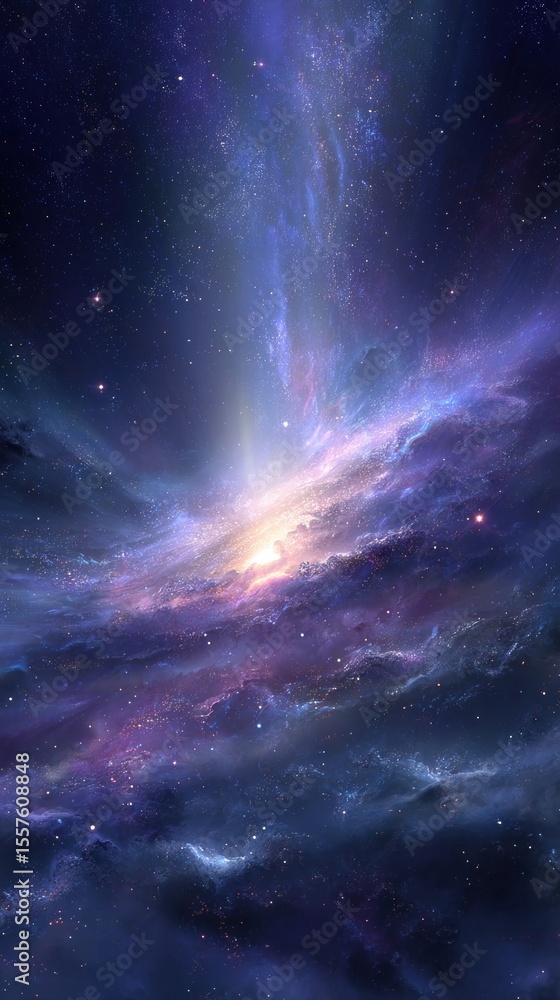 Fototapeta premium Vibrant Purple And Blue Nebula In Space With Bright Stars