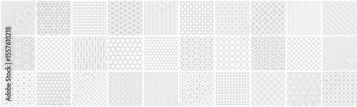 Collection of white and grey seamless ornamental geometric patterns - vintage design. Vector repeatable grid textures - monochrome symmetric ornate prints