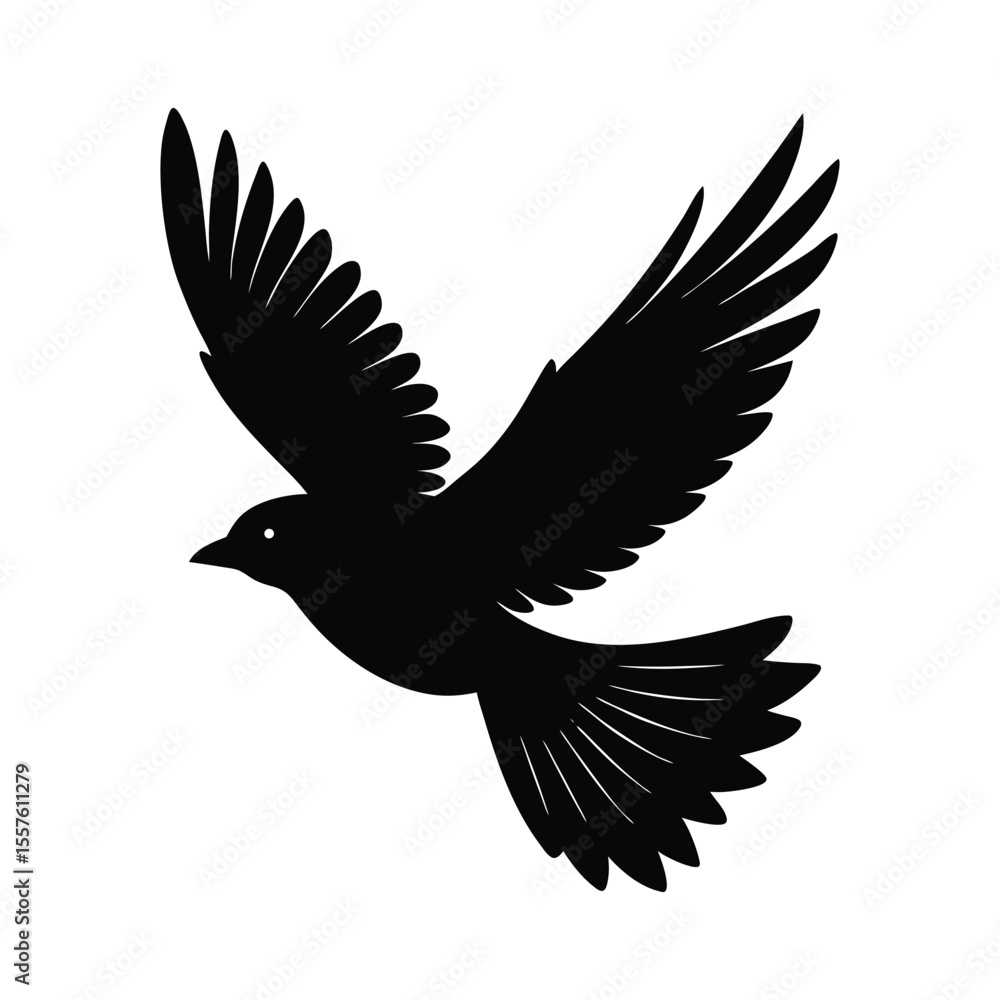 Obraz premium Graceful bird in mid flight wings fully extended depicted in a striking silhouette style