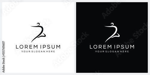 Free Download people aerobics logo design, silhouette of a human body graphic vector icon template - GFXLoad