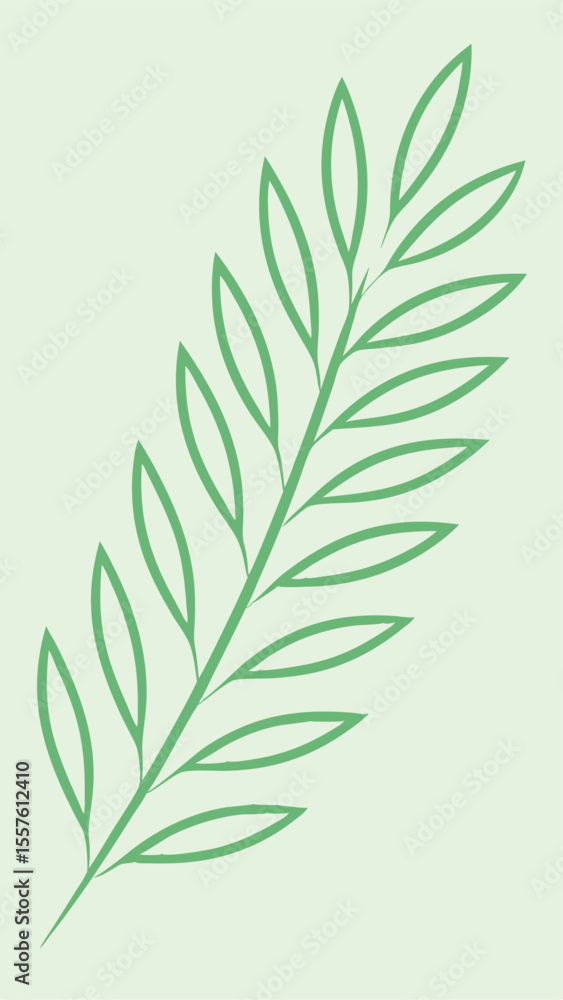 Fototapeta premium Simple green leaf branch illustration with transparency for various design projects